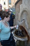 Public water fountains added relief to the hot weather