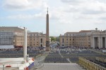 In the center of the square is a four-thousand-year-old Egyptian obelisk, erected at the current site in 1568. The Vatican Obelisk is the only obelisk in Rome that has not toppled since ancient Roman times. During the Middle Ages, the gilt ball on top of the obelisk was believed to contain the ashes of Julius Caesar. This celebrated obelisk nearly shattered while it was being moved. Upon orders of the pope, no one was to speak a word otherwise he would be excommunicated. However, a sailor shouted to water the ropes to prevent them from burning. He was forgiven and in gratitude for saving the day, the palms for Palm Sunday still come from the sailor’s home town of Bordighera. The moving of this obelisk was celebrated in engravings during its time to commemorate the Renaissance’s recovery and mastery of ancient knowledge.
